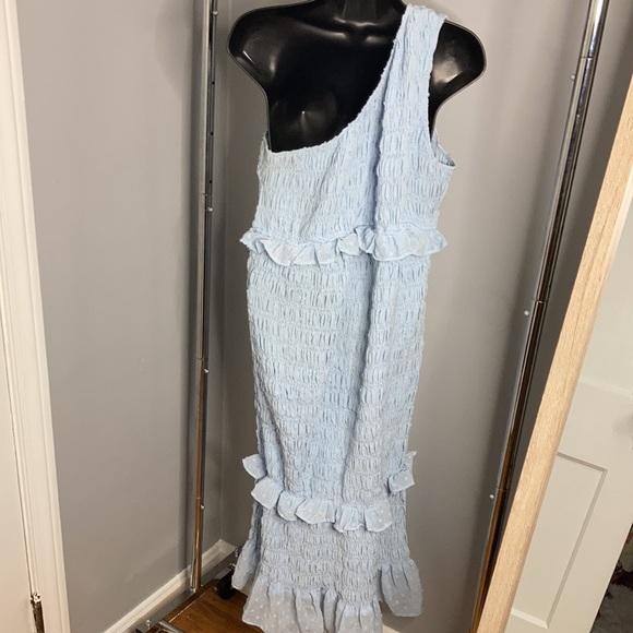 🤰MATERNITY PLT One-shoulder Blue Dress - Picture 4 of 6